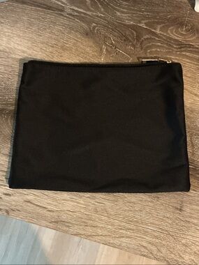 Vegan.org 888 Black Cosmetic Pouch Bag Zip Top Gold Hardware 9.75โ x 7.5โ EUC